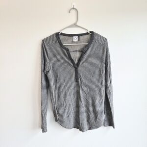 Anthropologie Black and White Striped Long Sleeve Top